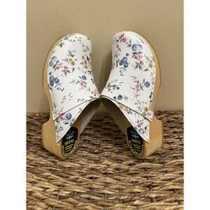 Swedish Torpatoffeln Floral Cottage Core Wooden Clogs Womens EU 40 US 8.5 / 9